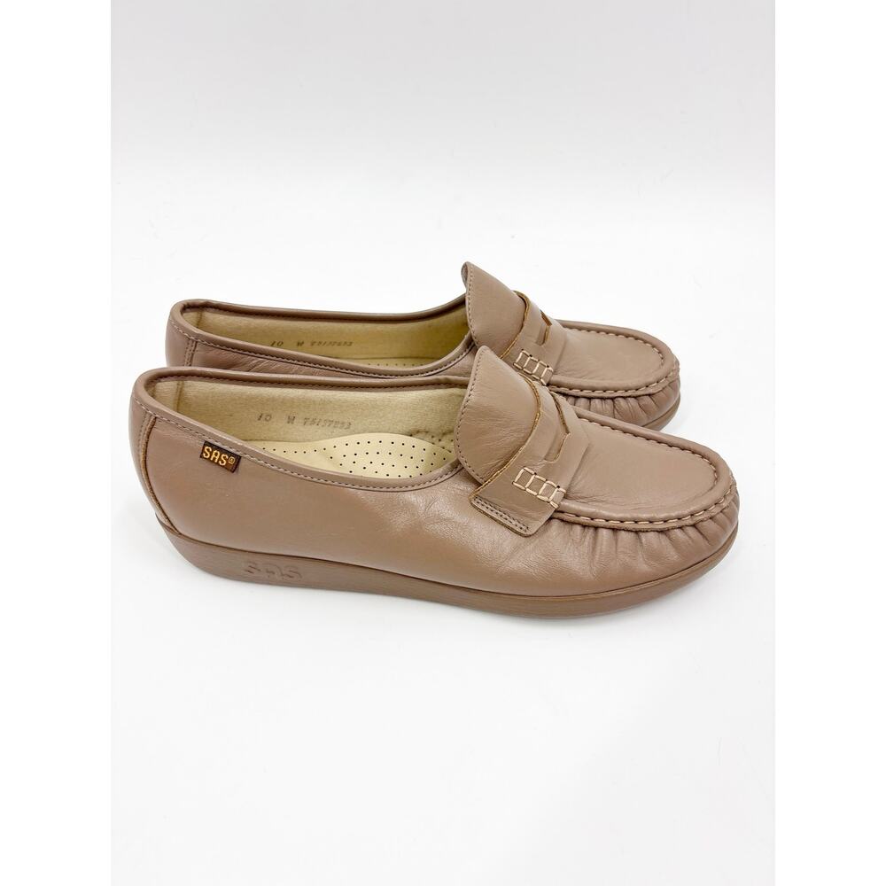 SAS Classic Timeless Slip On Loafers Mocha Taupe Beige Size 10W 10 Wide New